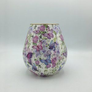 Purple/Lavender Butterflies on a 6" Bell Shaped Vase